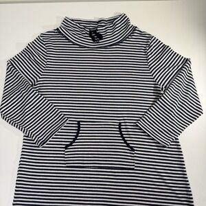 Nautica Women's Size L Blue White Striped Long Sleeve Cowl Neck Pullover Shirt,